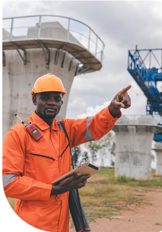 Construction engineer inspecting infrastructure work
