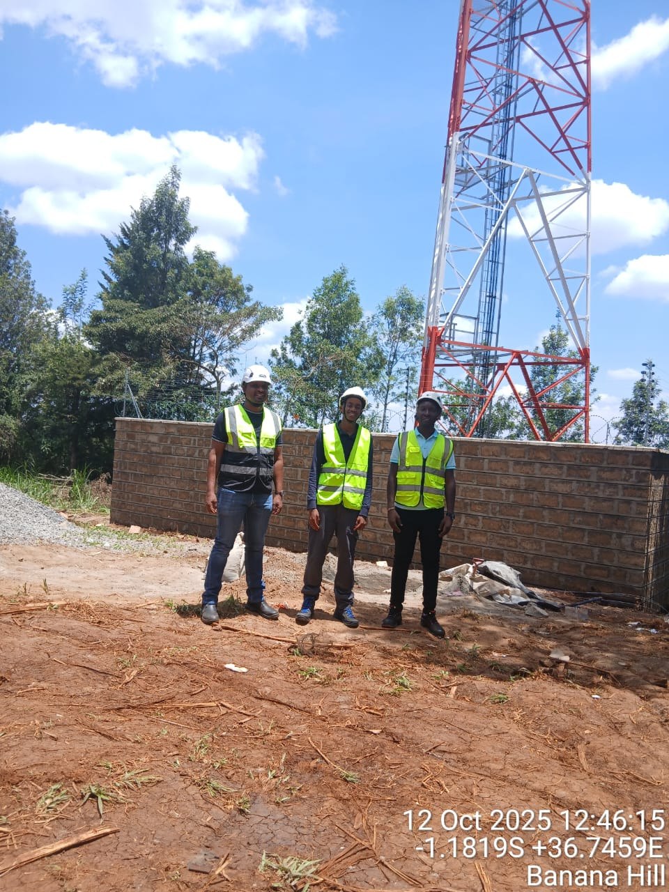 Bekazo field team at a telecommunication tower site in Banana Hill